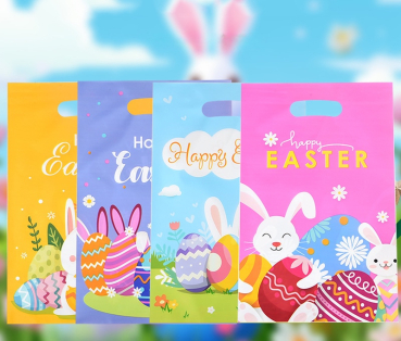 50x Ostertüten zum Befüllen – Geschenktüten Ostern mit Griff 25x16 cm – Osterhasen Tüten für Süßigkeiten, Kekse & Geschenke – Goodie Bags Kinder Ostern Deko